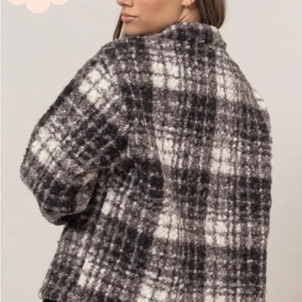 Plaid Women's Jacket in Black and White - Picture 3 of 3